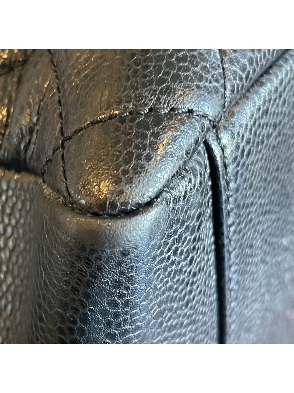 CHANEL Black Quilted Caviar Leather Tote with Interlocking CC